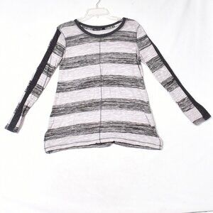 Mia Kaye Top Size Large Grey Stripe Long Sleeve